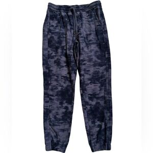 Athleta Farallon Printed Jogger Blue Camo Tie Dye Pockets Drawstring Waist Sz 6
